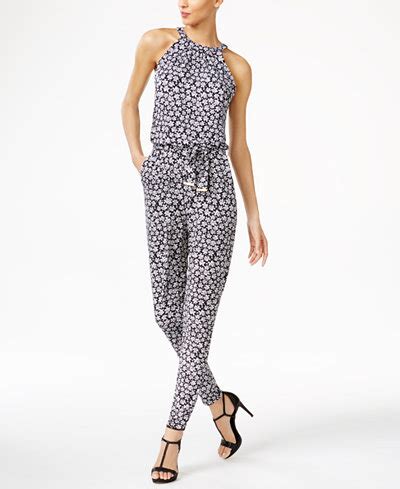 michael michael kors printed halter jumpsuit|Michael Kors denim jumpsuit.